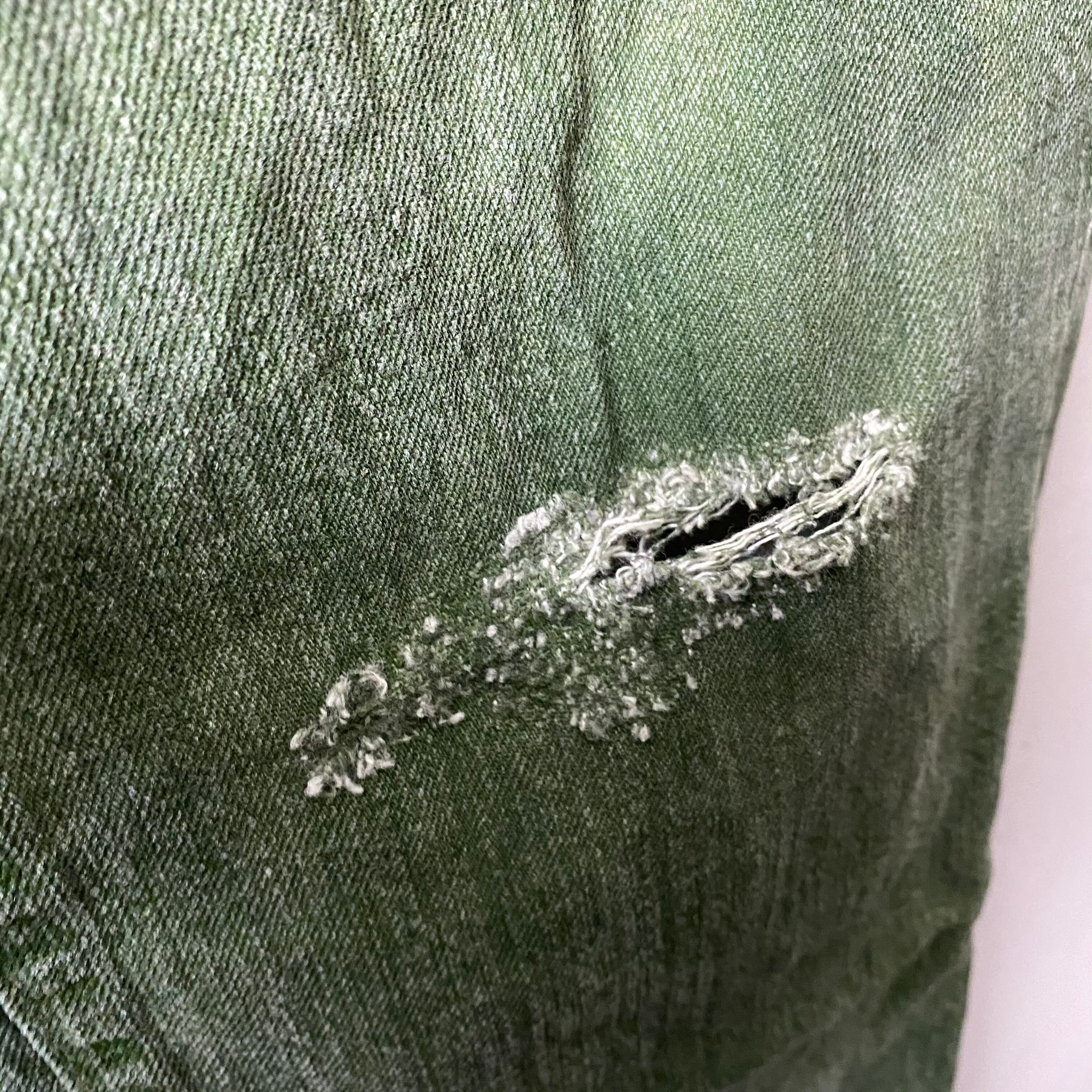 vintage D.K.F by Don Konishi green overdye denim pants | NOIR ONLINE