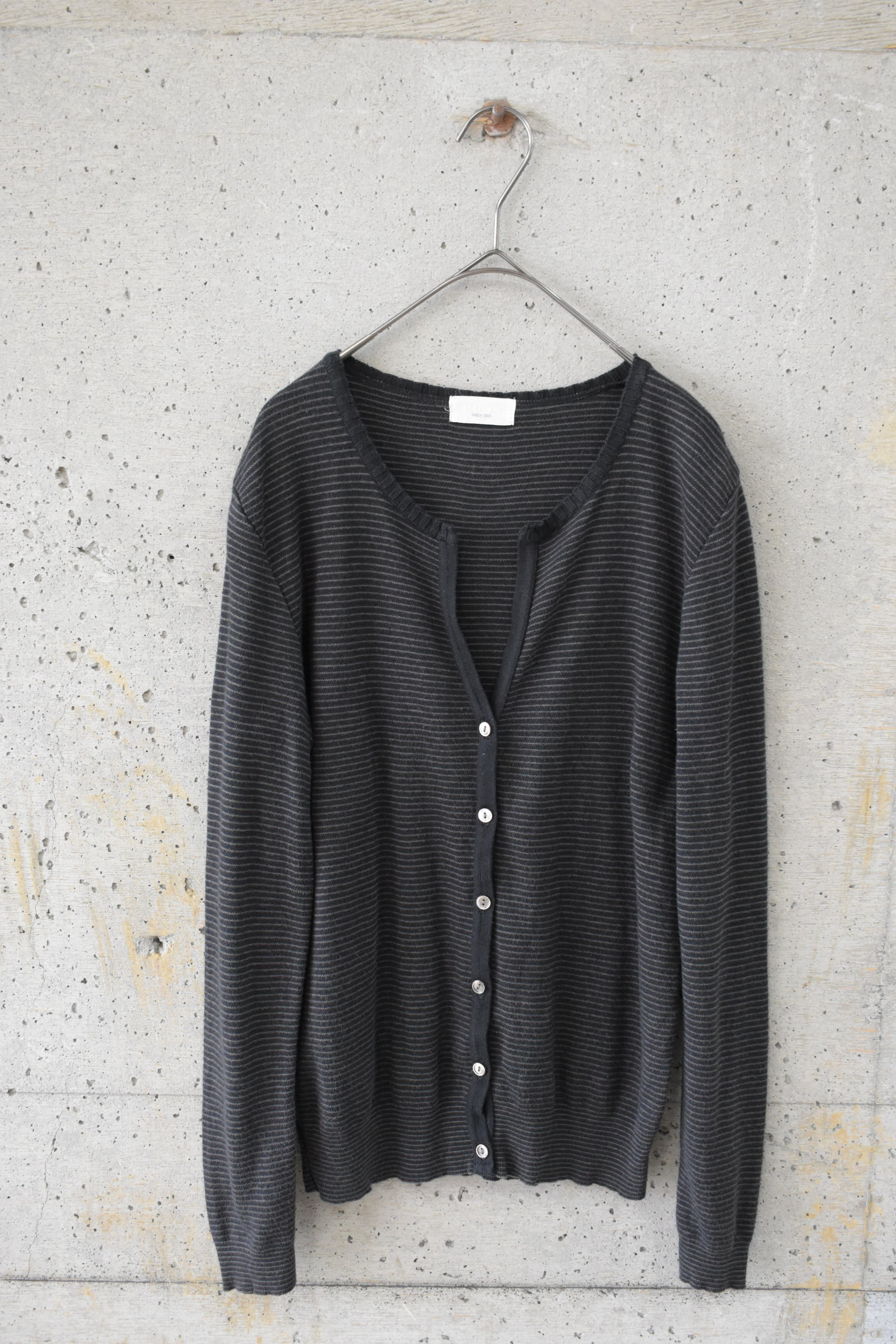 Fine-stripe cashmere-blend cardigan