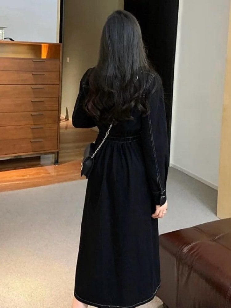 大人可愛い秋冬カジュアル セパレート風ミディ丈デニム 大人可愛い秋冬カジュアル セパレート風ミディ丈デニム