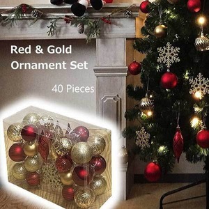 クリスマスオーナメントセット 40個セット　レッド・ゴールド　【UA38214RD-GD】