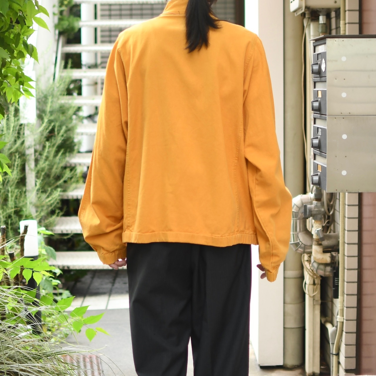 cotton linen stand collar jacket yellow