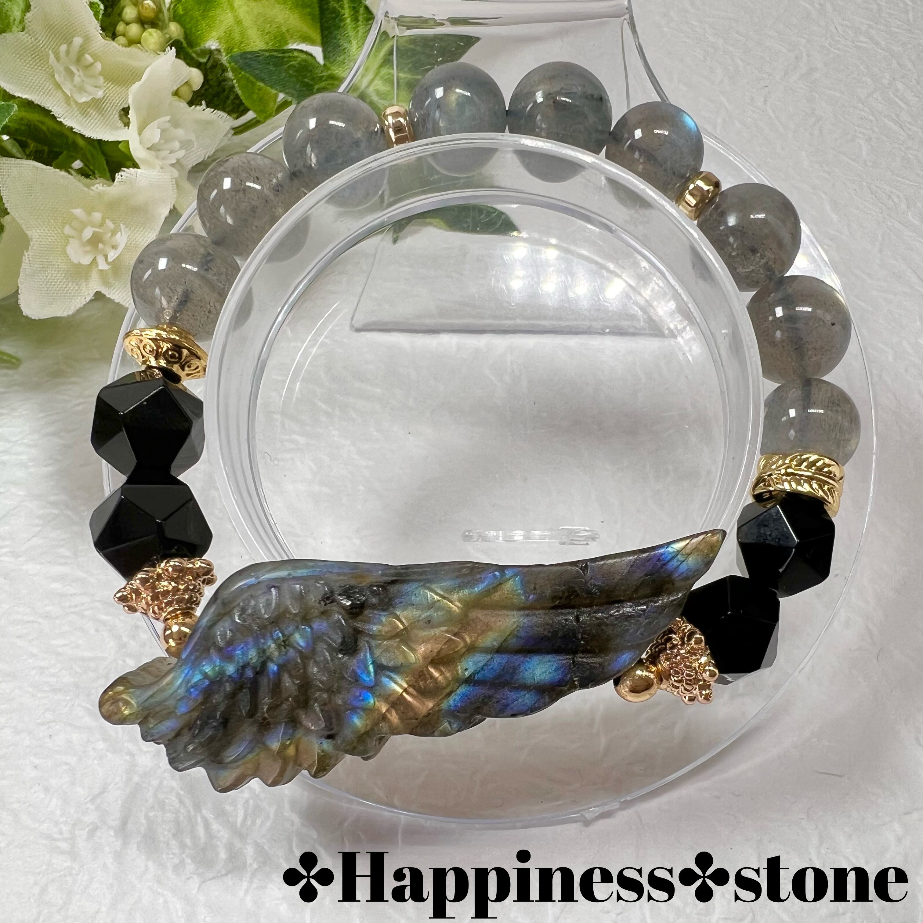 【高品質レインボーシラー♥ラブラドライト羽根ブレスレット】♡送料無料♡天然石 パワーストーン