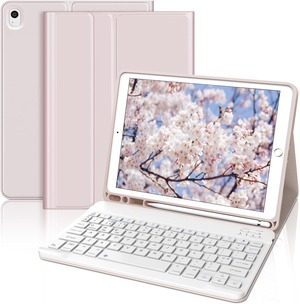 【人気】【2024革新モデル】 iPad キーボード10.2 インチ - iPad 第9/8/7世代 キーボード ケース 人気 超軽量 脱着式 iPad air3/pro10.5 兼用 ペンシルホルダー付き Bluetoothキーボードカバー 耐衝撃 全面保護 多角度調整 耐久性 日本語説明書付きピンク