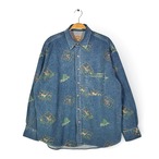 90s セントジョンズベイ ヴィンテージ シャモアシャツ 総柄 キジ 鹿 長袖シャツ ST. JOHN'S BAY サイズL 古着 CA1511