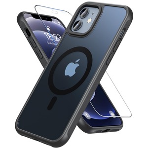 【人気】Hensinple iPhone 12/12 Pro ケース  iPhone12 ケース 半透明 マット感 黄ばみなし いphone12 pro ケース 耐衝撃 滑り止め 指紋防止 黄ばみなし アイフォン12ケース マグネット搭載 マグセーフ対応 ストラップホール付き iPhone 12/12 Pro スマホケース 6.1インチ用 ブラック