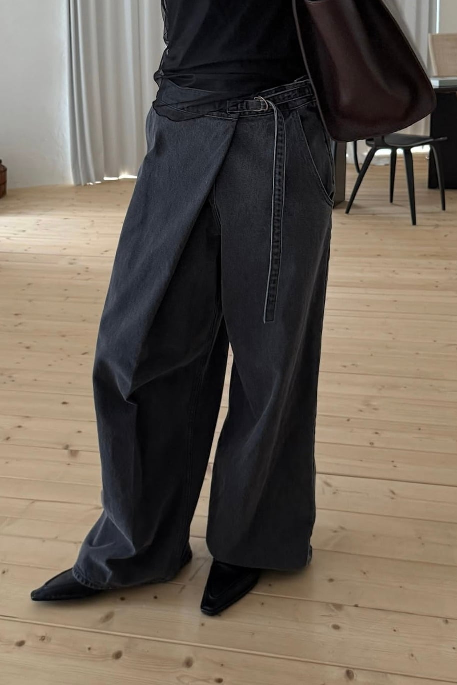 WRAP DENIM PANTS (BLACK) 2510-06-01 | HELK
