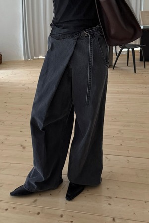 WRAP DENIM PANTS (BLACK) 2510-06-01