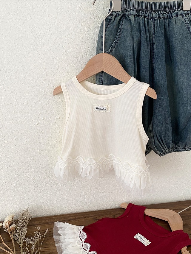 【BABY】裾レース切替ノースリーブTシャツ - 11