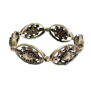 antique c1900 hungarian silver bracelet set with rose-cut diamond
