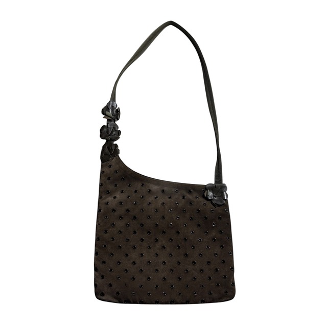 PRADA eyelet suede shoulder bag