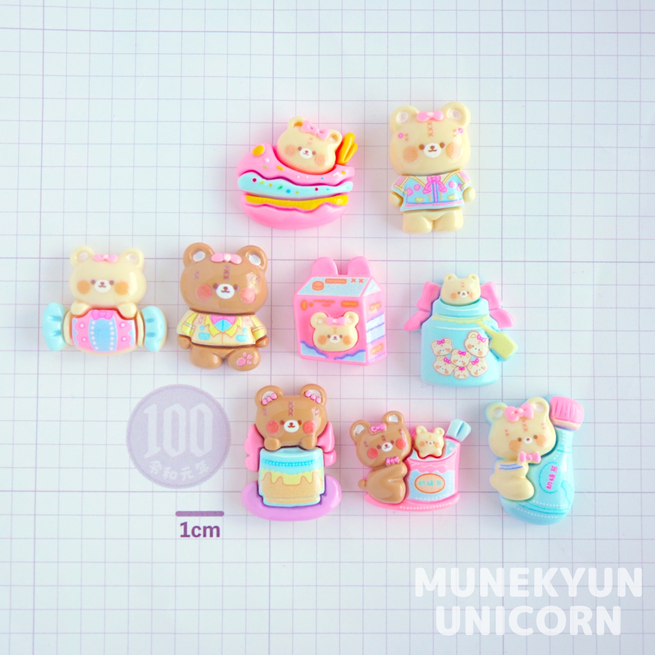 #L067 【5個/5pcs】スイートくまさん デコパーツ ランダムパック/ Sweet Bear cabochons - Random Pack