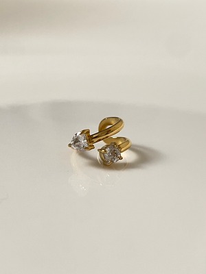 double line stone motif ear cuff
