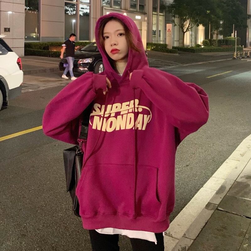 フードセーター スプリングオータムルーズトップス ロング 春物 秋物 試着室81541949157