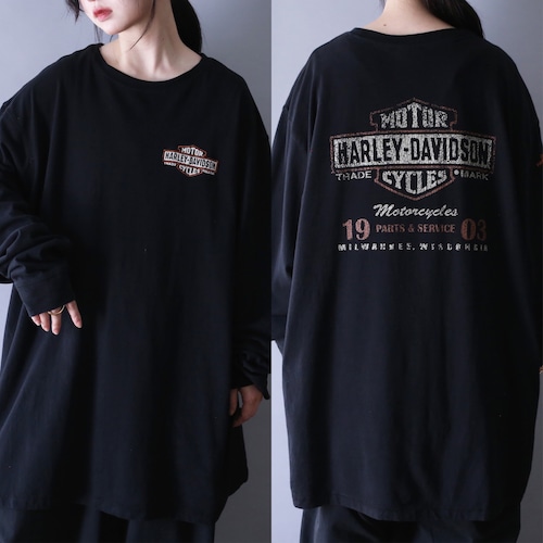 "HARLEY-DAVIDSON" 刺繍 logo XXXL super over silhouette l/s tee