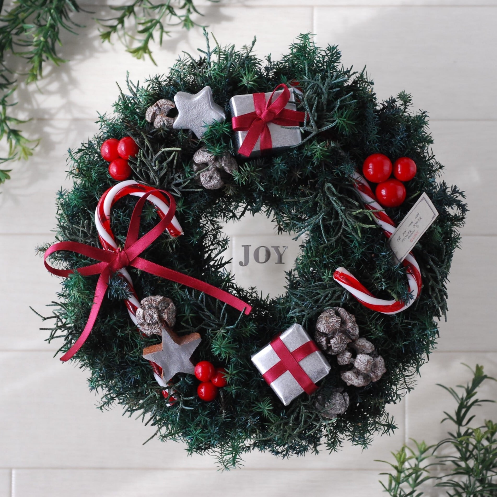 期間限定★プリザーブドフラワーのクリスマスリース シルバーレッド SILVER RED