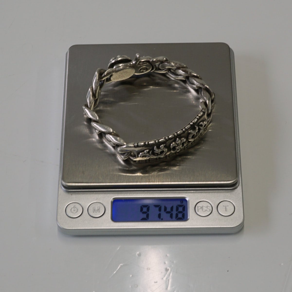 SILVER925 百合の紋章 喜平ブレスレット USED美品 重厚 ゴツめ 最大幅