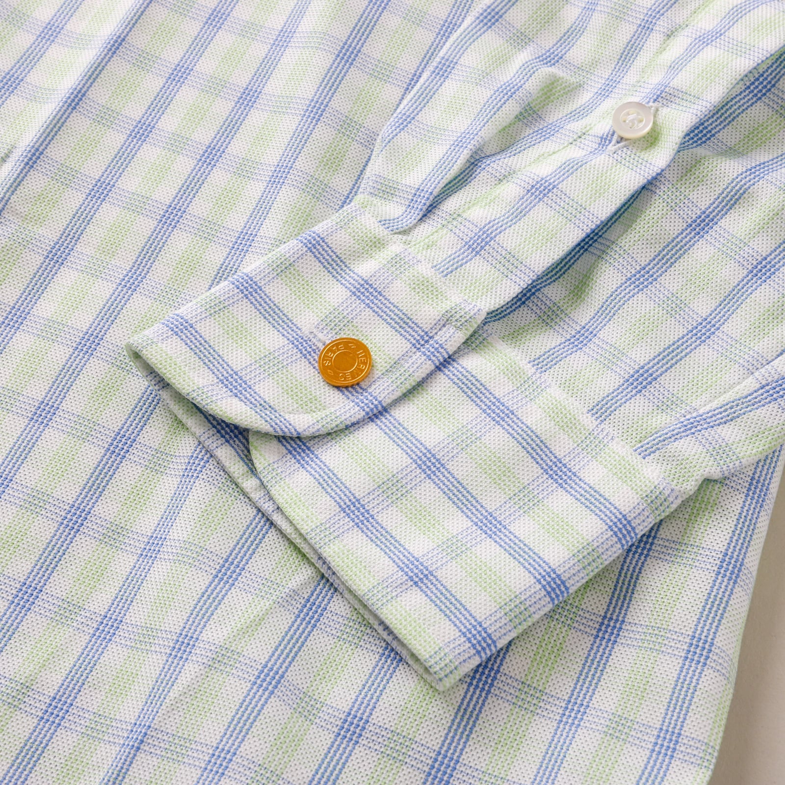 未使用】HERMES special cotton check shirt made in France dead