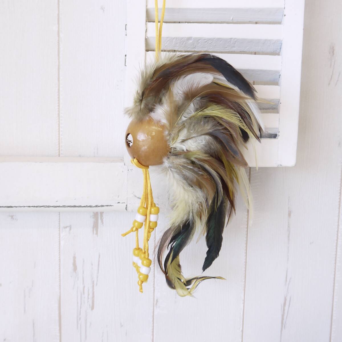 ★ハワイ直輸入★イカイカ/お守り/魔除け/ハワイアンヘルメット/黄色×茶色<36 イエロー×ブラウン>