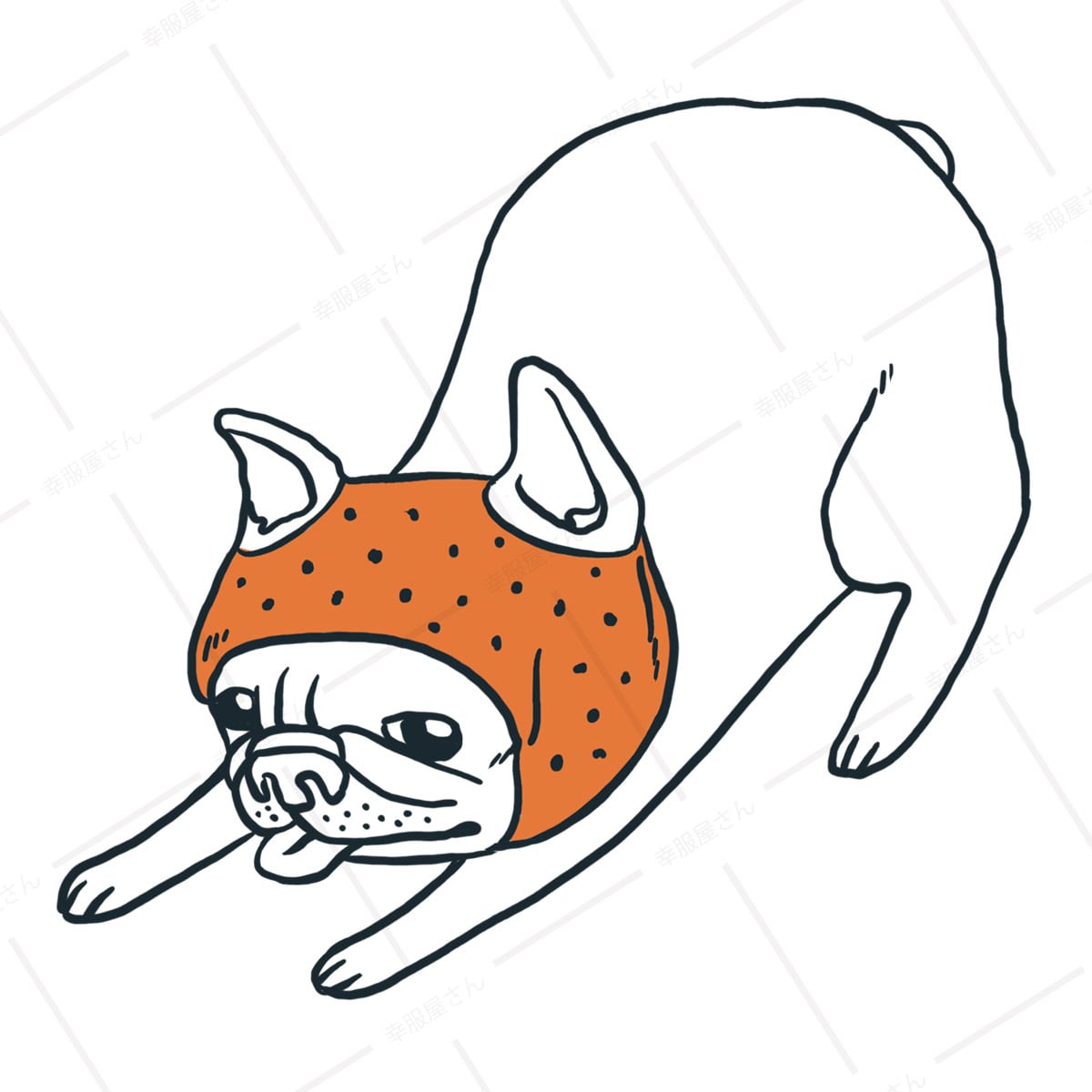 フレブル 朝のストレッチ Tシャツ dog40 犬 フレンチブルドッグ ゆるい イラスト