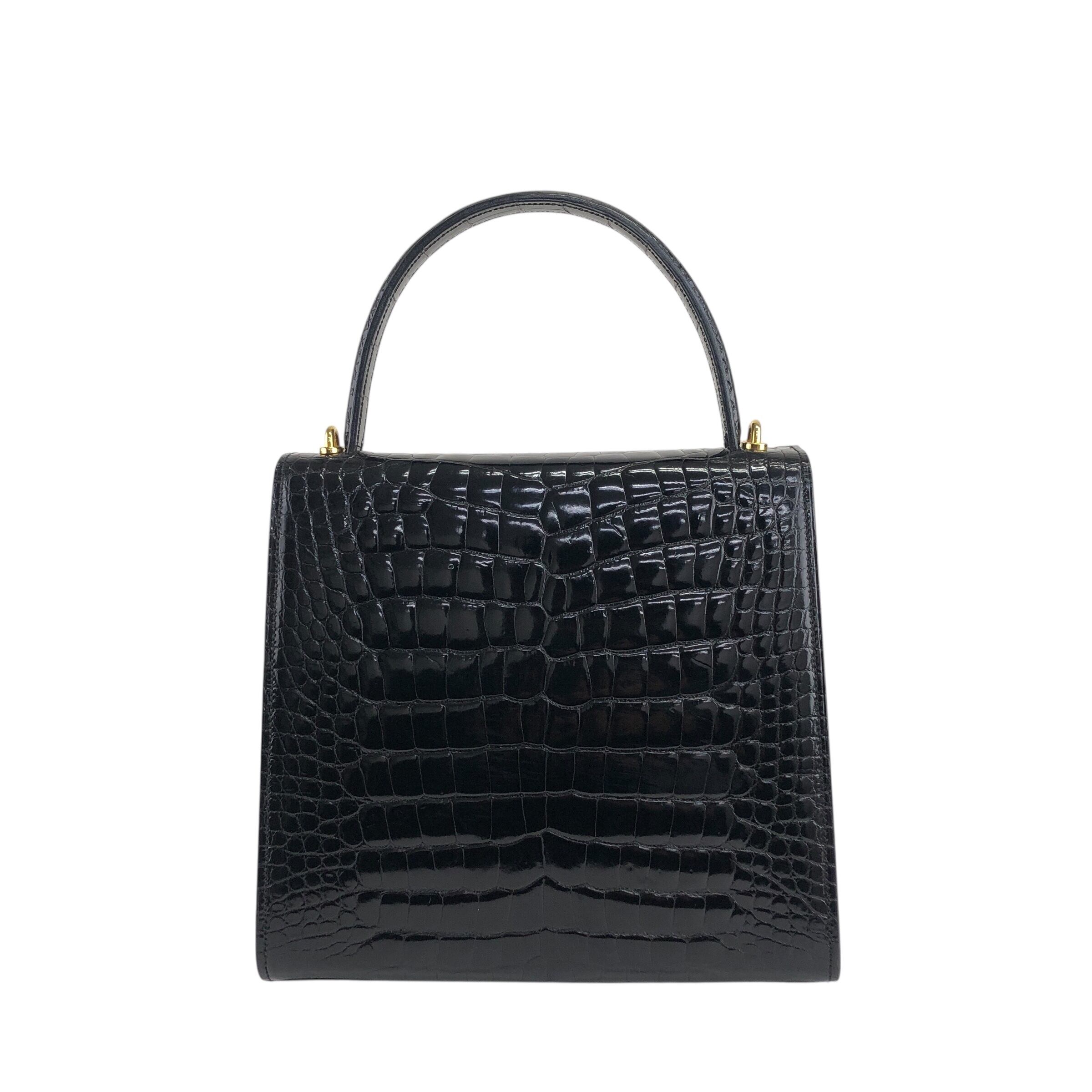 セリーヌ CELINE クロコ型押し トートバッグ 肩掛け チャーム付