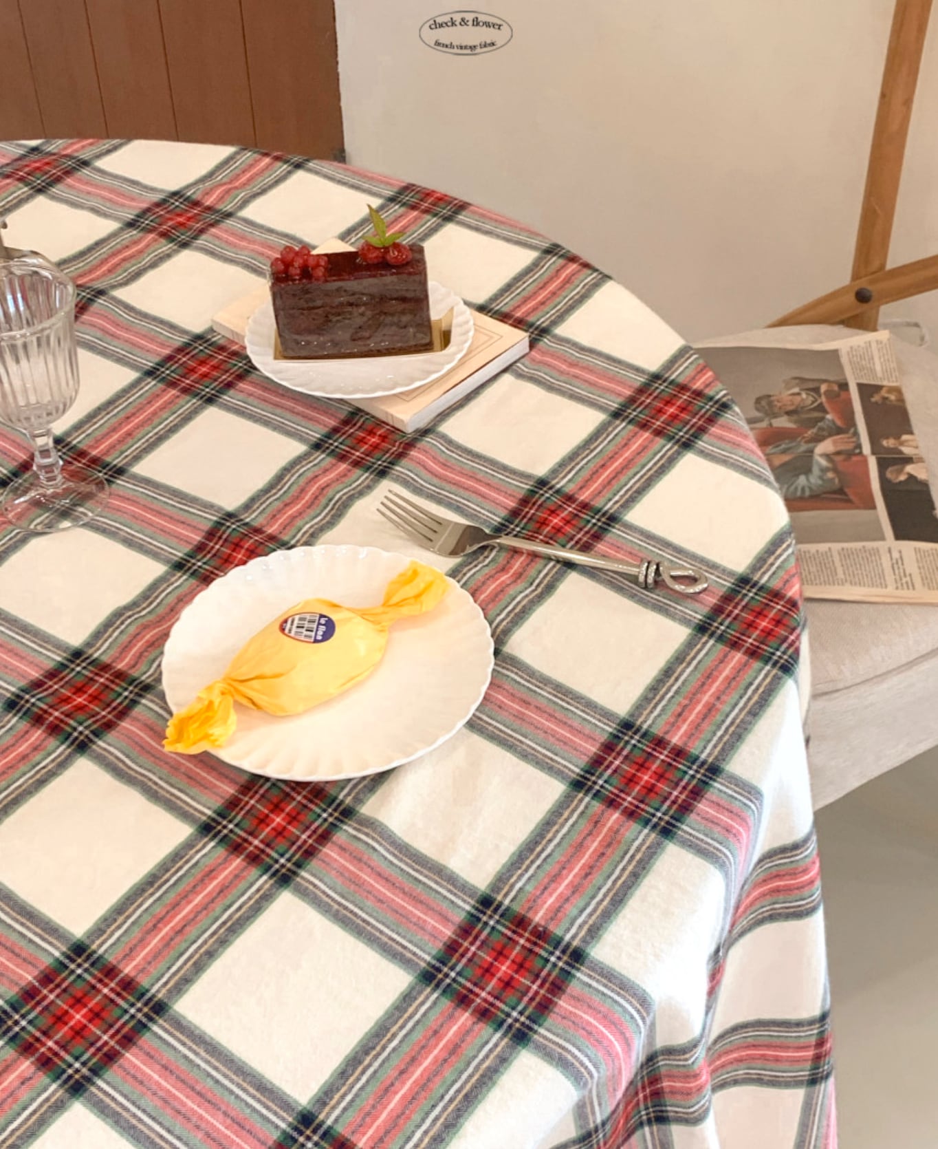 【即納】ホリデーチェッククリスマス　起毛生地21FW