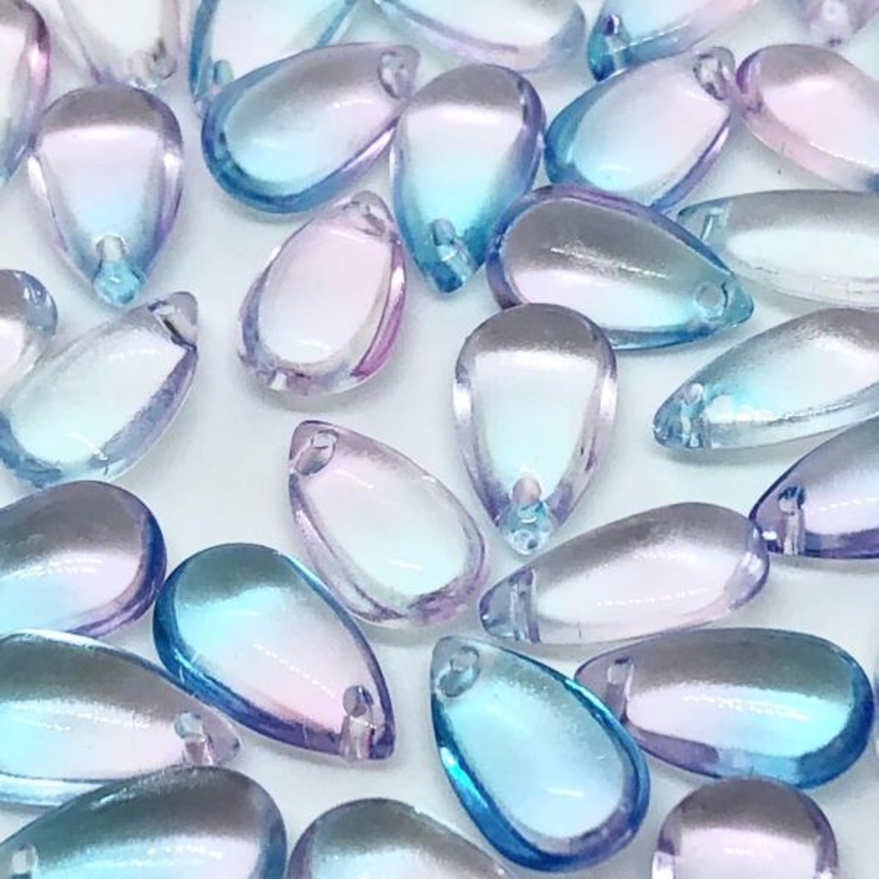 【6個】ドロップガラスチャーム/コネクター /ガラス/ビーズ/しずく