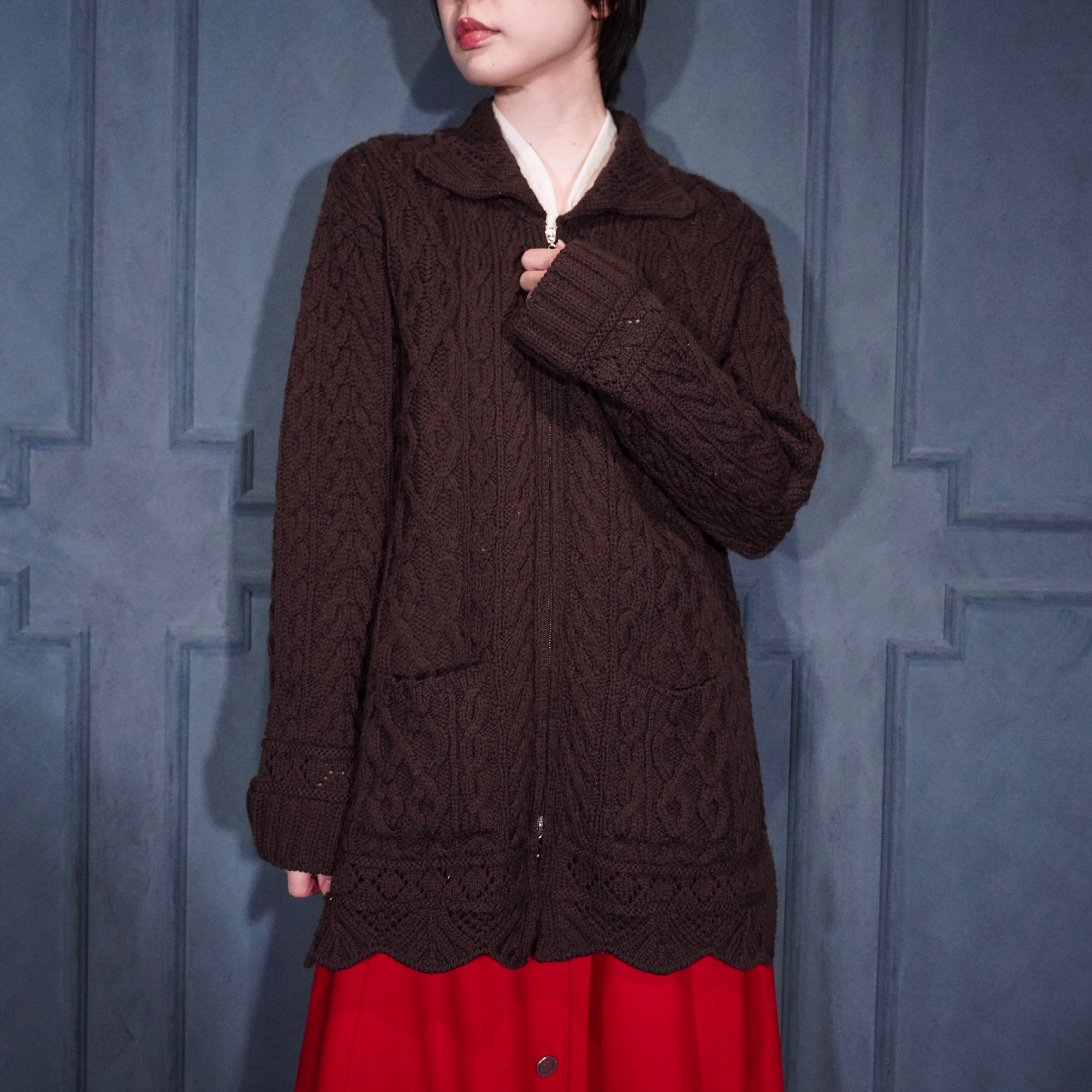 ニットブルゾン ニット VINTAGE 古着 総柄 デザイン 3D KNIT DESIGN 
