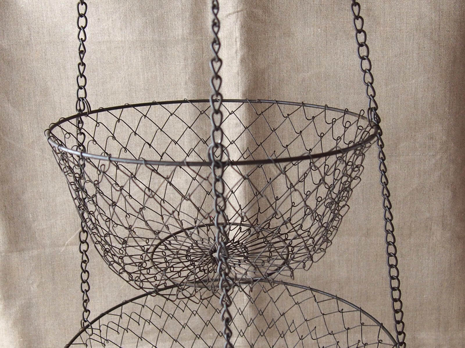 イギリスアンティーク 3段ワイヤーバスケット ハンギングバスケット