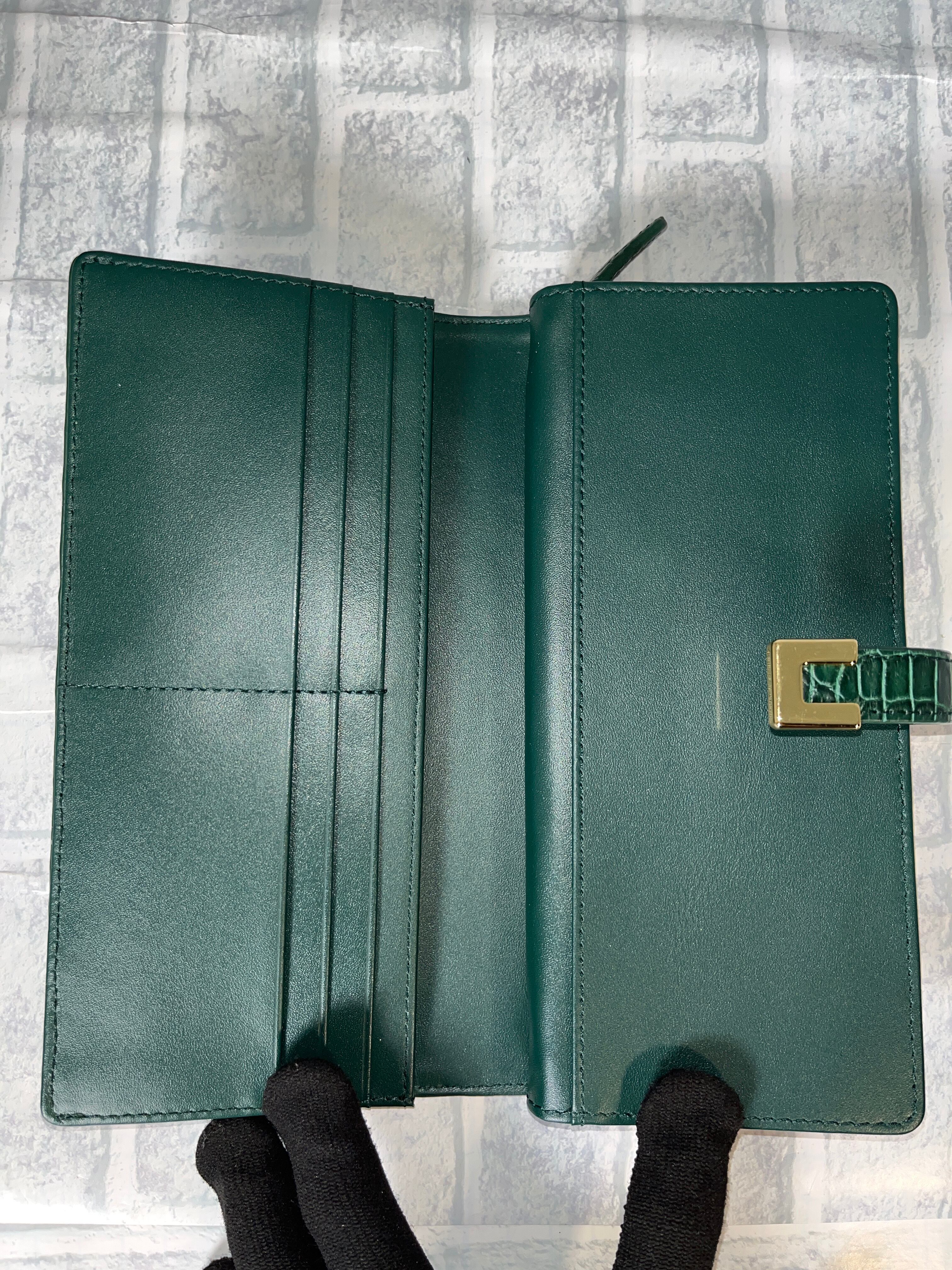 GUODI クロコダイル本革 マット仕上げ ベロ金具付き長財布 TK-10LW103