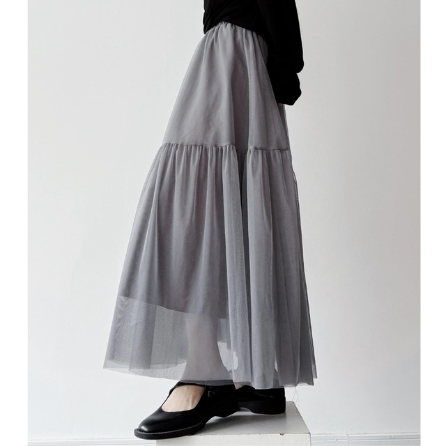 volume tulle long skirt L0603