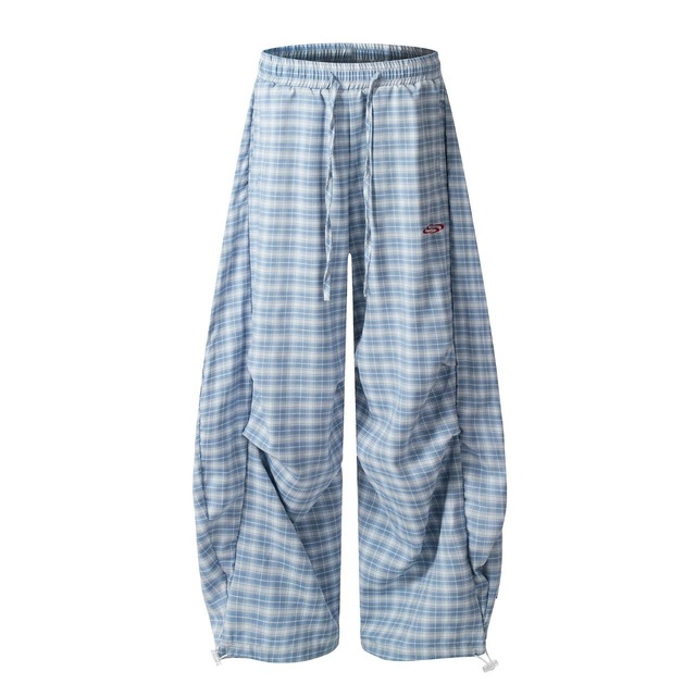 チェックワイドイージールーズパンツ 4col R00441
