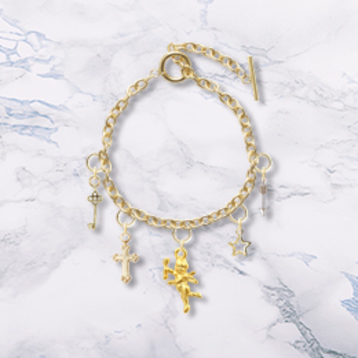 エンジェルチャームブレスレット クロス 天使 アロー ゴールド Kira Bsmile