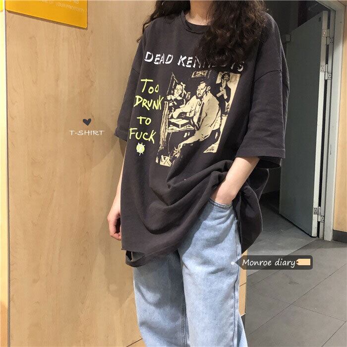 グレーTシャツ ルーズサマー 夏物 モンロー52831108465