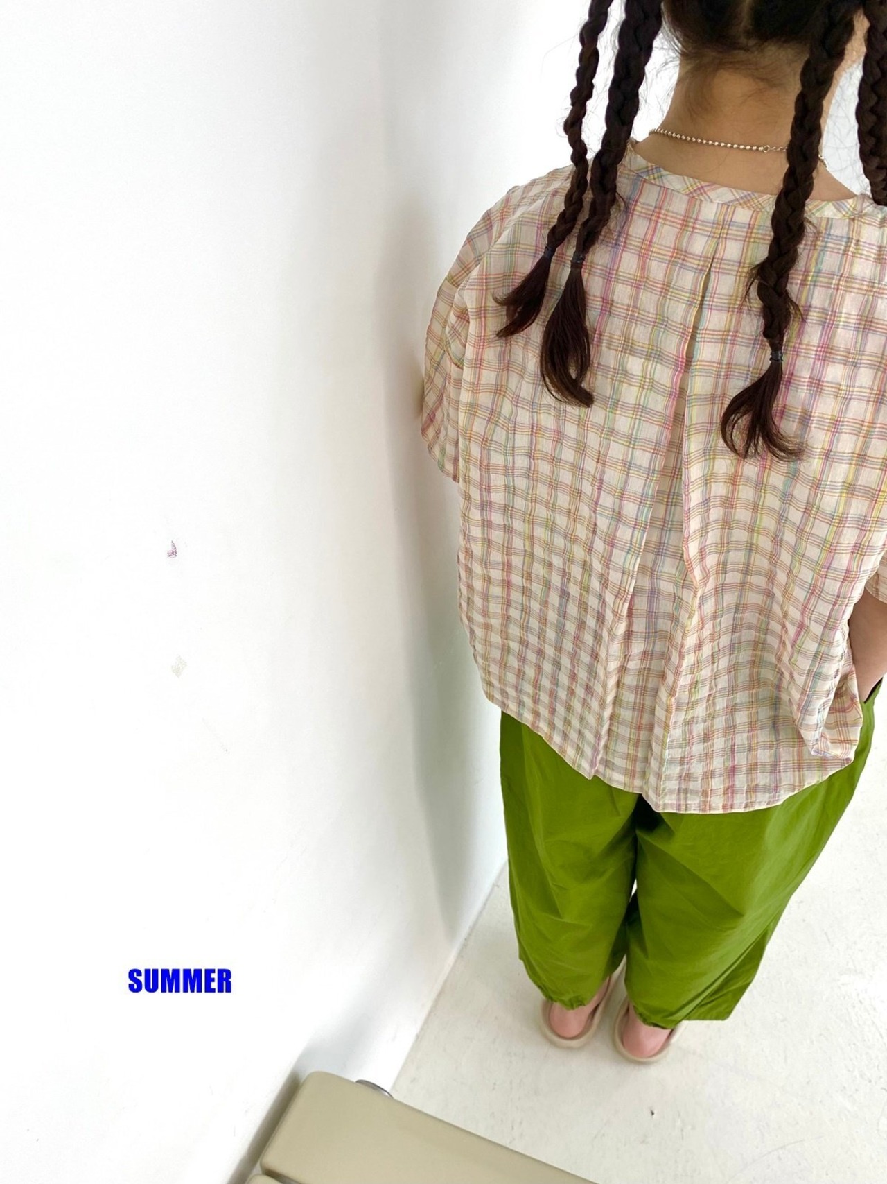 【ドレスモンスター DRESS MONSTER】ボタンチェックサマーブラウス ピンク 110cm~140cm  240503 - 6