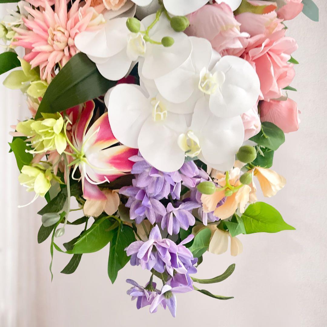 光触媒フラワー 至高の胡蝶蘭＆ローズ・ラグジュアリースワッグ 退職や