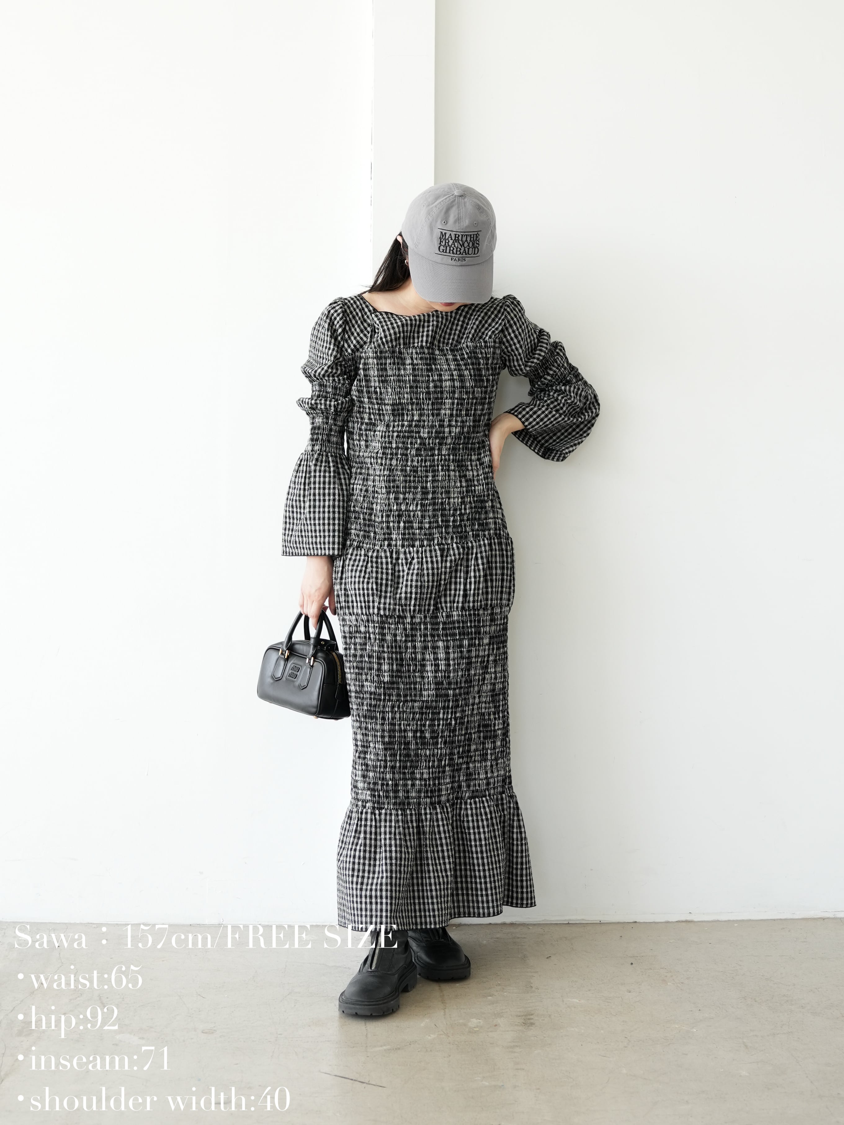 shirring bell sleeve onepiece | Katrin TOKYO