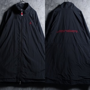 "JORDAN" Black Logo Embroidered Design Double Zip Nylon Track Jacket