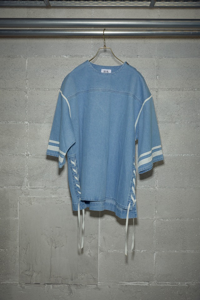 DENIM WESTERN FOOTBALL TEE  :  SAX