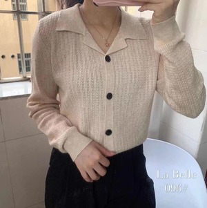 針抜きオープンカラーカーディガン