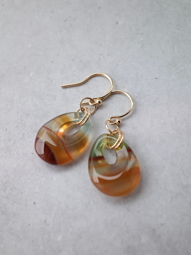 Picture Agate  - Graphical Hook Earrings  -