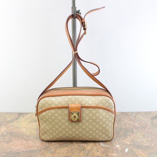 OLD CELINE MACADAM PATTERNED LOGO SHOULDER BAG MADE IN ITALY 