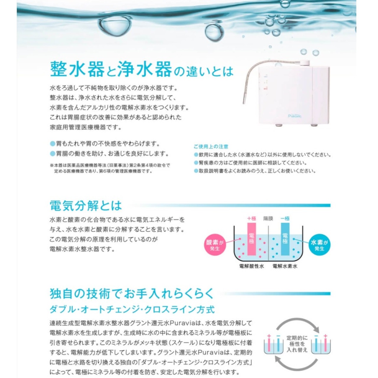 国内唯一の家庭用管理医療機器認定　水素還元水整水器　本体