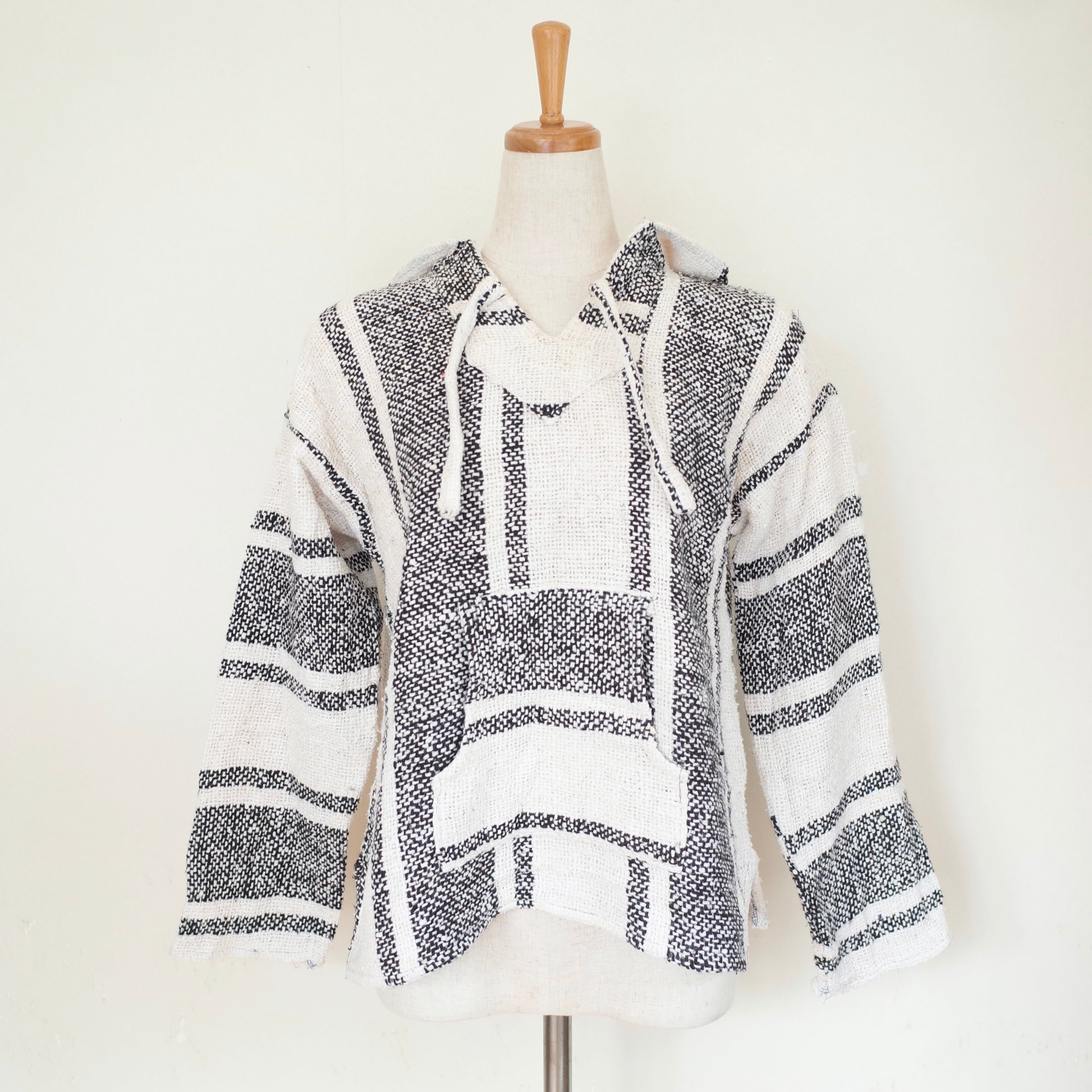 Mexican baja hoodie "white×black"