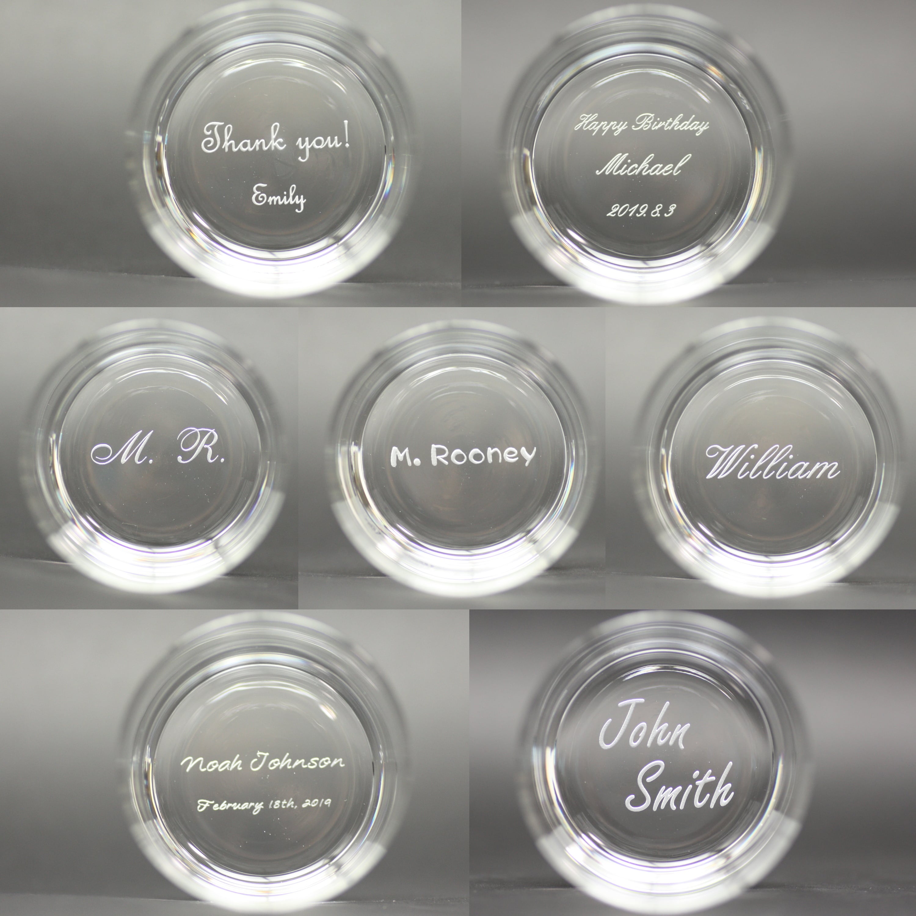 スカイラインGT-R(R34) ロックグラス 底面オリジナルメッセージ＆名