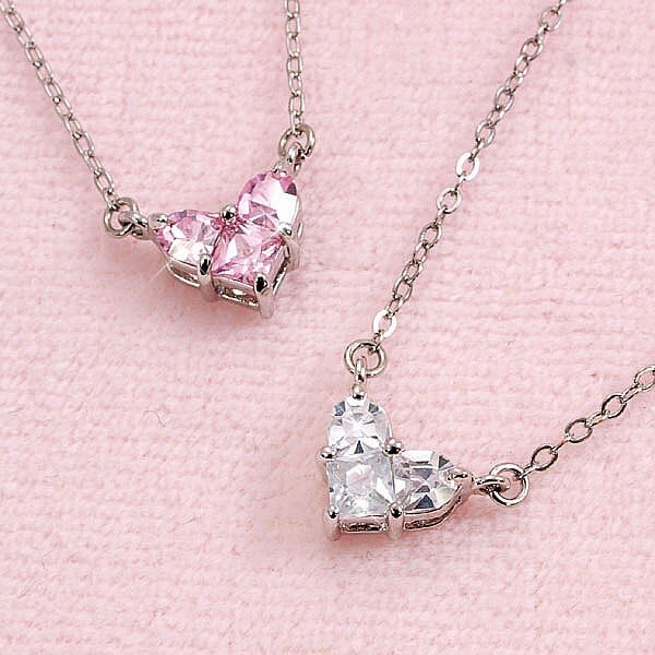 愛されハートネックレス！高品質キュービックジルコニア クリア