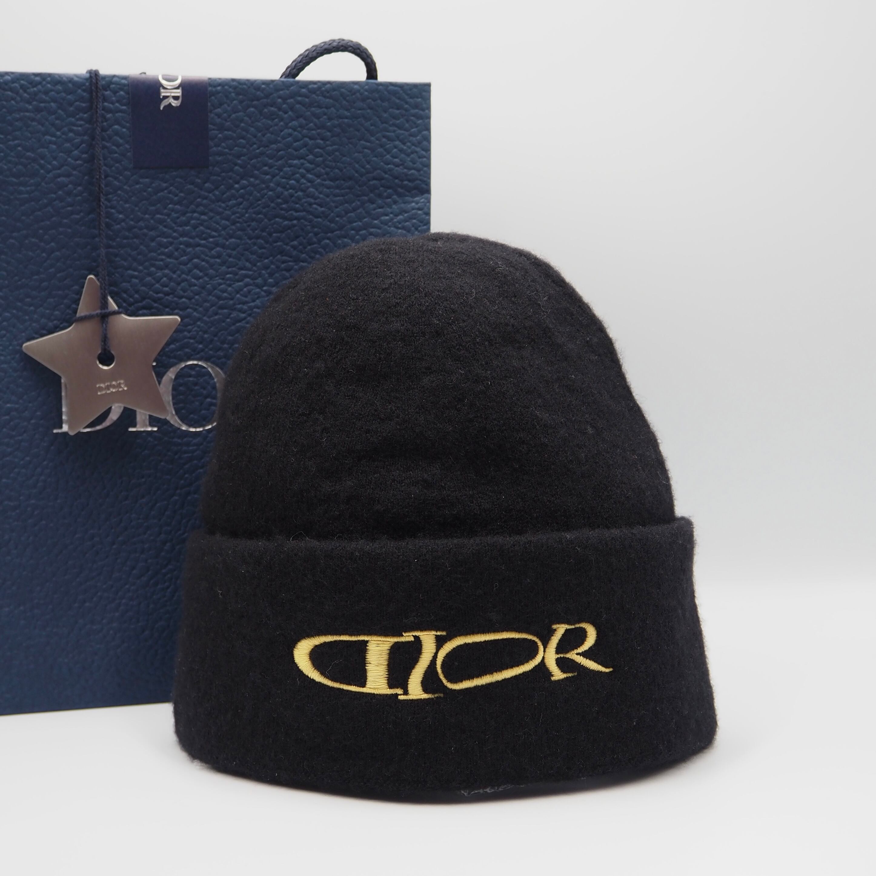 DIOR ロゴ ニットキャップ 帽子 ブラック ウール カシミヤ ディオール