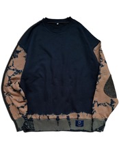 【数量限定販売】黒染めエルボパッチタイダイトレーナー In the cave