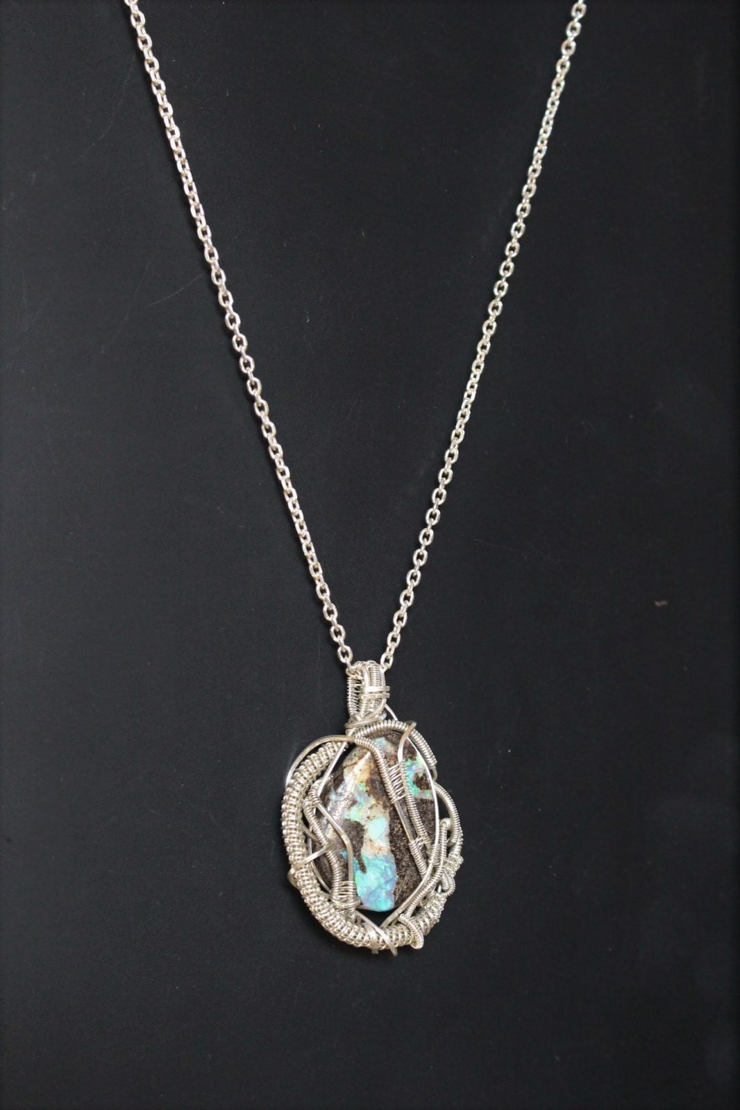 Boulder opal sillver925 wirewrapping pendant