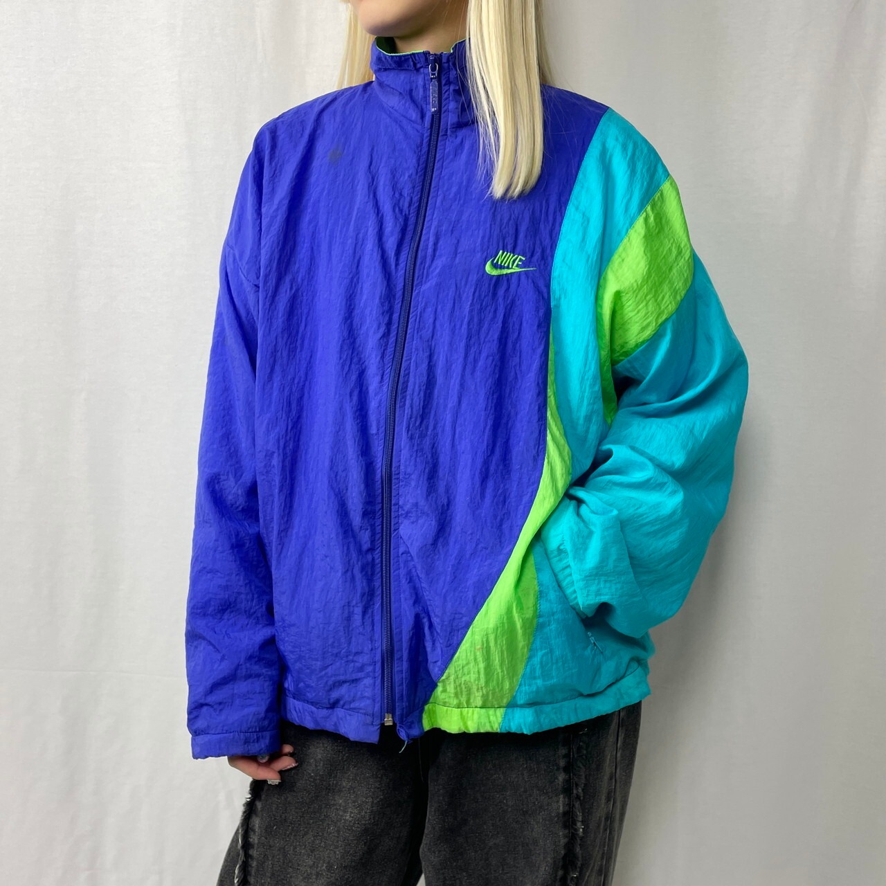 銀タグ NIKE vintage 刺繍ロゴ 90sナイロンパンツ ブラック 90年代 