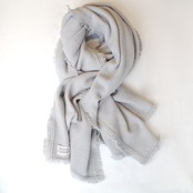 MAISON CARRÉE CASHMERE Fringe STOLE "LIGHT GRAY"